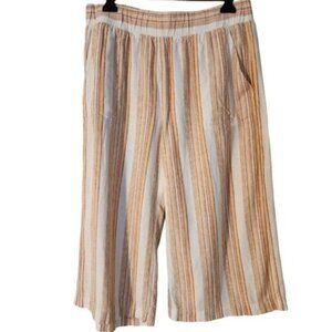 Cloth and Stone size L Wide leg striped cropped pants